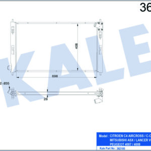 RADYATÖR P4007-P4008-C4 AİRCROSS-C CROSSER AL/PL/BRZ 698x408x26 - KALE