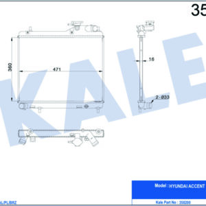 RADYATÖR ACCENT ADMIRE 1.5 CRDI 02-05 MEK AC KLİMASIZ AL/PL/BRZ 360x471x16 - KALE