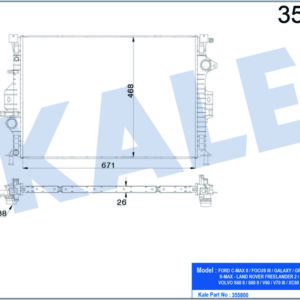 MOTOR SU RADYATORU MONDEO IV 07 14 S MAX GALAXY 07 15 2.0TDCI VOLVO S60 II V60 10 V70 III 07 XC70 XC60 13 LAND ROVER DISCOVERY SPORT FREELANDER II 2.0 2.2 MEKANİK /-OTOMATİK OLCU: 670 448 26 - KALE