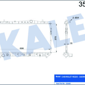 RADYATÖR CHEVROLET REZZO AL/PL/BRZ 370x698x16 - KALE