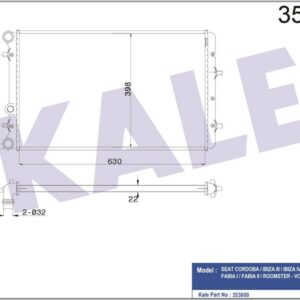 SU RADYATÖRÜ VW POLO 02 SEAT CORDOBA-IBIZA III 02 SKODA FABIA 99 1.2 1.4 1.6 16V 1.4 1.9TDI MT AC NAC BRAZING 630x398x22 6Q0121253Q-6QE121253A - KALE