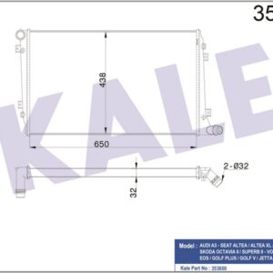 SU RADYATÖRÜ AUDI A3-SEAT ALTEA-LEON-TOLEDO III-SKODA OCTAVIA II-SUPERB II-VW CADDY III-GOLF V-JETTA III-PASSAT-TOURAN 1.9/2.0TDI 04-13 MT AC NAC BRAZING 650x438x32 1K0121251AN-3C0121253AK - KALE