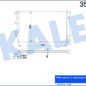 SU RADYATÖRÜ A3-SEAT ALTEA-LEON-TOLEDO III-SKODA OCTAVIA III-SUPERB II-YETİ II-VW BEETLE-CADDY II-IV -EOS-GOLF V-VI-JETTA III-IV-PASSAT-SCIROCCO-TOURAN 1.4TSI 1.9TDI 04 MT BRAZING 645x408x26 - KALE
