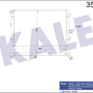 RADYATÖR GOLF V-VI-JETTA III-PASSAT-TOURAN 2.0TDI AC KLİMASIZ MEK OTOM AL/PL/BRZ 650x438x26 - KALE