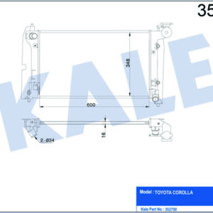 x RADYATÖR COROLLA 1.4/1.6 VVTİ OTOMATİK AL/PL/BRZ 600x355x16 - KALE