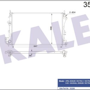 SU RADYATÖRÜ OPEL VECTRA C 1.6 1.8 1.6 16V 02-08 SAAB 9-3 1.8 2.0T 03-15 MT AC NAC BRAZING 650x398x26 - KALE