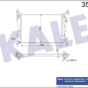 RADYATÖR PUNTO-GRANDE PUNTO-CORSA D 1.2-1.4 538x378x23 AL-PL - KALE
