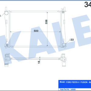 MOTOR SU RADYATORU FIESTA V FUSION 01 08 1.25 1.4 16V 1.6 16V MAZDA II 1.4 16V 1.6 16V 02 OLCU 500 358 16 - KALE