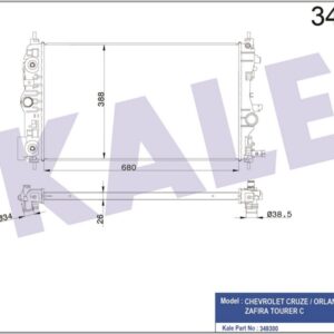 RADYATÖR OTOMATİK ASTRA J-ZAFIRA TOURER C-CRUZE 1.4-1.6 AL/PL/BRZ 680x397x28 - KALE