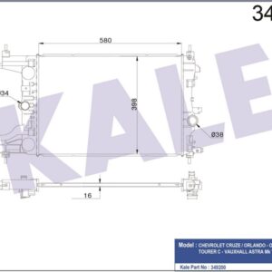 RADYATÖR OTOMATİK ASTRA J-ZAFIRA TOURER C-CRUZE 1.4-1.6 AL/PL/BRZ 580x398x16 - KALE