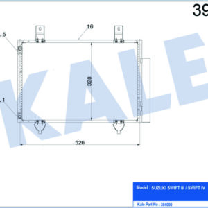 KLİMA KONDENSERİ SUZUKI SWIFT III-IV AL/AL 542x342x16 - KALE