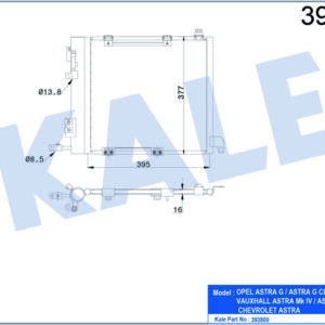 KLİMA KONDENSERİ ASTRA G-ZAFIRA 98-02 1.7DTI-1.7CDTI-2.0DI-2.0DTI-2.2DTI AL/AL 425x400x18 - KALE