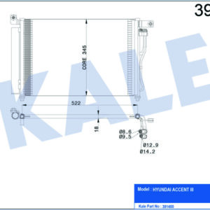 KLİMA KONDENSERİ ACCENT-ACCENT III ERA 06 AL/AL 580x350x18 - KALE