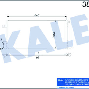 KLİMA KONDENSERİ GRANDE PUNTO-BRAVO II-CORSA D-LINEA 1.3MTJ-1.7CDTI AL/AL 645x298x16 - KALE