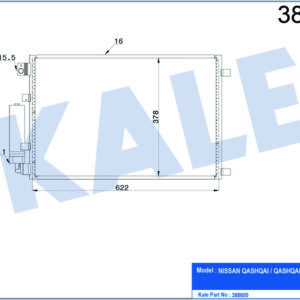 KLİMA KONDENSERİ QASHQAI 2.0 07 MR20DE Aliminyum AL/AL 622x378x16 - KALE