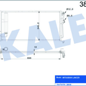 KLİMA KONDENSERİ MITSUBISHI LANCER AL/AL 696x338x16 - KALE