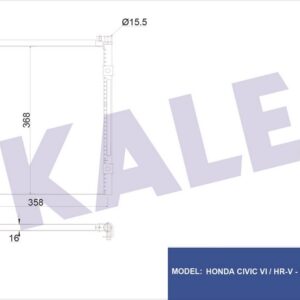 KLİMA KONDENSERİ HONDA CIVIC VI 1.4i-1.5i-1.6i-1.8-2.0i TD-16V 96-01 AL/AL 354x368x16 - KALE