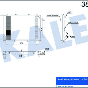 RADYATÖR KONDENSER KNG 1.9 DCİ 03 MEK AC AL/AL 595x377x40 - KALE