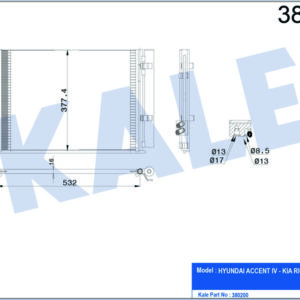 KLİMA KONDENSERİ ACCENT BLUE 1.4İ / KIA RIO III AL/AL 530x371x16 - KALE