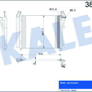 KLİMA KONDENSERİ KIA PICANTO AL/AL 390x335x17 - KALE