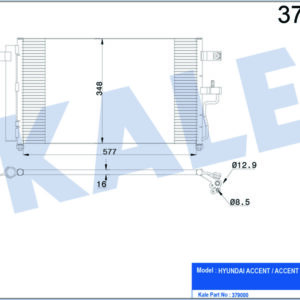 KLİMA KONDENSERİ ACCENT-ACCENT II AL/AL 597x360x16 - KALE