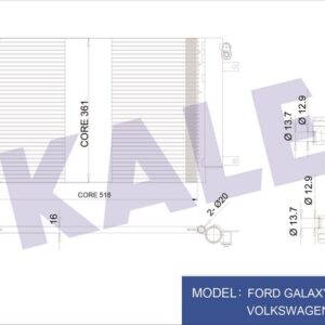 KLİMA KONDENSERİ FORD GALAXY-SEAT ALHAMBRA-VW SHARAN AL/AL 538x361x16 - KALE