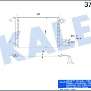 KLİMA KONDENSERİ A3-LEON-TOLEDO-OCTAVIA-CADDY III-GOLF V-VI-JETTA IV-TOURAN AL/AL 580x391x16 - KALE