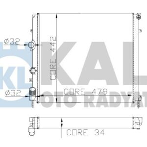 RADYATÖR KNG 97 1.9D KLİMASIZ MEK 479x442x34 1 SIRA ALB SİSTEM - KALE