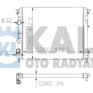 RADYATÖR CLIO II-KNG -LOGAN-SOLENZA-1.5DCİ-1.4-1.6 16V-1.9DTI AC MEK 480x414.5x34 1 SIRA ALB - KALE