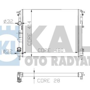 RADYATÖR CLIO II-KNG-LOGAN1.5 DCI-1.6 16V-1.9 DTI-K4M AC KLİMASIZ MEK 480x414.5x23 2SIRA AL PL - KALE