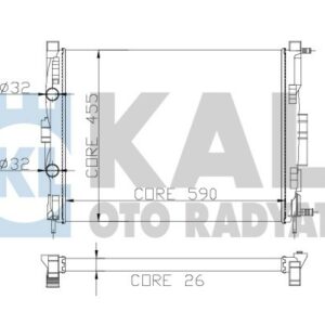 RADYATÖR MGN II 02 SCENIC 03 1.5-1.9DCİ/1.4-1.6-2.0 16V AC KLİMASIZ MEK 590x455x32 1 SIRA ALB - KALE