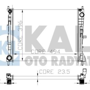 RADYATÖR CLIO III-MODUS-MICRA III 1.5 DCI-1.2 16V-1.4-1.6 AC KLİMASIZ MEK 2SIRA AL PL 494x403x18 - KALE