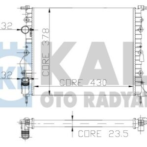 RADYATÖR CLIO II-LOGAN 04 KNG 01 MGN 96 1.4-1.61.5D-1.9 KLİMASIZ MEK 430x377.5x23 2 SIRA AL PL - KALE