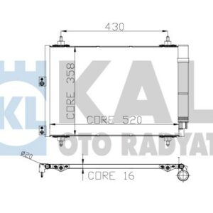 KLİMA KONDENSERİ BERLINGO 06 XSARA 04 PARTNER 06 1.6HDI 530x362x16 1 SIRA ALB SİSTEM - KALE