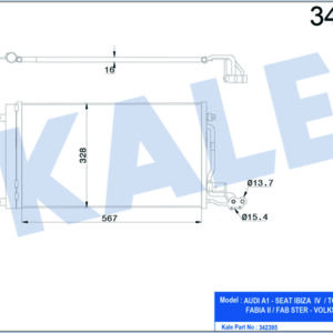 KLİMA KONDENSERİ VW POLO-AUDI A1-A1 SPORTBACK-SEAT IBIZA V-TOLEDO IV AL-AL - KALE