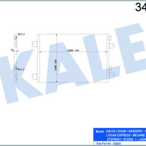 KLİMA KONDENSERİ MGN 99 SCENIC 01-03 LOGAN 07 1.5DCI-1.4 16V-1.6 16V-1.9DCI-2.0 16V AL-AL - KALE