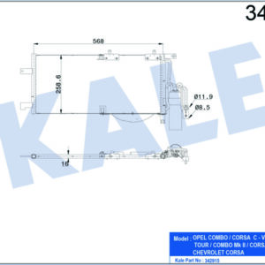 KLİMA KONDENSERİ OPEL COMBO TOUR-BOX-CORSA C AL-AL - KALE