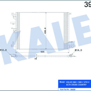 X KLİMA RADYATÖRÜ VOLVO S60 I 01-10 -S80 I 98-06 -V70 II 99-07 XC70 02-07 632X440X16 TÜPSÜZ - KALE