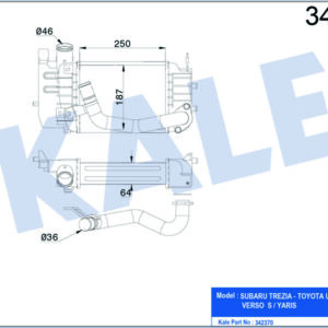 TURBO RADYATÖRÜ INTERCOOLER TOYOTA TREZIA-URBAN CRUISER-VERSO S AL-PL-BRZ - KALE