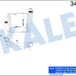 TURBO RADYATÖRÜ INTERCOOLER CITROEN C4 PICASSO-GRAND PICASSO II- PEUGEOT 308 II AL-PL-BRZ - KALE