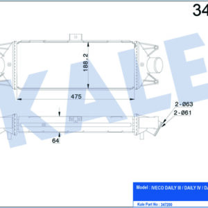 TURBO RADYATÖRÜ INTERCOOLER IVECO DAILY III-IV-V AL-PL-BRZ 475X187X64 - KALE