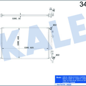 RADYATÖR VW CADDY III-EOS-GOLF PLUS-GOLF V-VI-JETTA III-JETTA IV-PASSAT-SCIROCCO-TOURAN AL-PL-BRZ - KALE