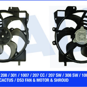 FAN MOTORU DAVLUMBAZLI CITROEN C2-C3 -C3 PICASSO-DS3 PEUGEOT 301- P207-P208-ELYSEE 320W-385mm - KALE