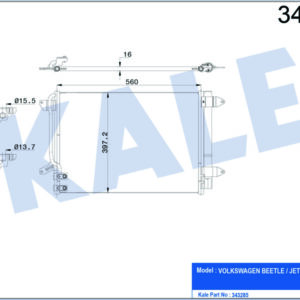 KLİMA KONDENSERİ JETTA 10 582x378x16 AL/BRZ - KALE