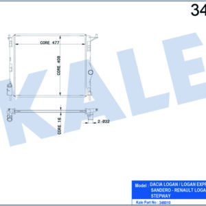 RADYATÖR DACIA LOGAN 1.4-1.6 08 482x408x16 Mek.Şanz. AL/PL/BRZ - KALE