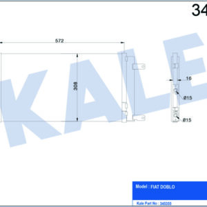 KLİMA KONDENSERİ DOBLO 01 1.4-1.6 16V 595x303x16 AL/AL - KALE