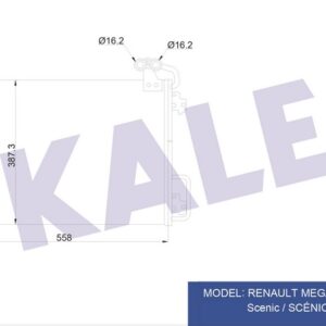 KLİMA KONDENSERİ SCENIC I 99-03 1.4 16V-2.0 16V-1.9DCI F9Q.7.34 538x381x16 AL/AL - KALE