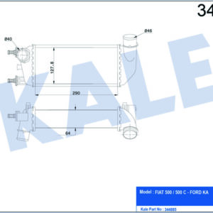 TURBO RADYATÖRÜ INTERCOOLER FIAT 500 1.3 DMTJ 08 FORD KA 1.3 TDCİ 08 AL/PL/BRZ - KALE