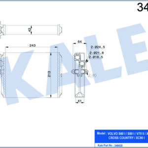 KALORİFER RADYATÖRÜ VOLVOS60 2.0T 2.4 01 S80 98-06 V70 00 XC70 00 XC90 02 812328 - KALE