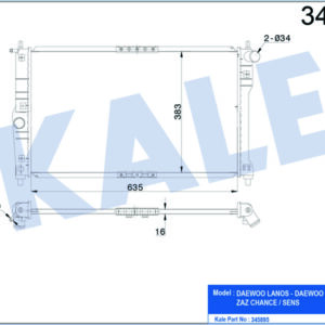 RADYATÖR DAEWOO LANOS 1.4-1.5-1.6 97 635x382x16 AC MEK AL/PL/BRZ - KALE